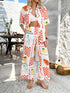 'Splendory' Collared Print Top and Pants Set - Celes Fashion